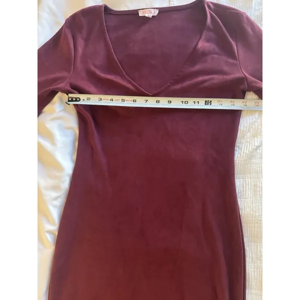 A'gaci Maroon Burgundy Dress Wine Medium Bell Sleeve Mini Fall Bodycon - Image 4
