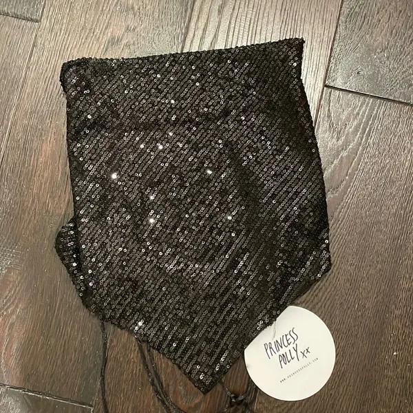 NWT princess Polly Carlo sequin sparkle black top backless us 6 - Image 2