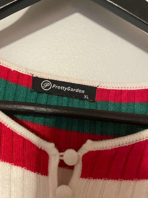 Amazon Red, White, Pink, and Green Bodycon Sweater Dress - Image 3