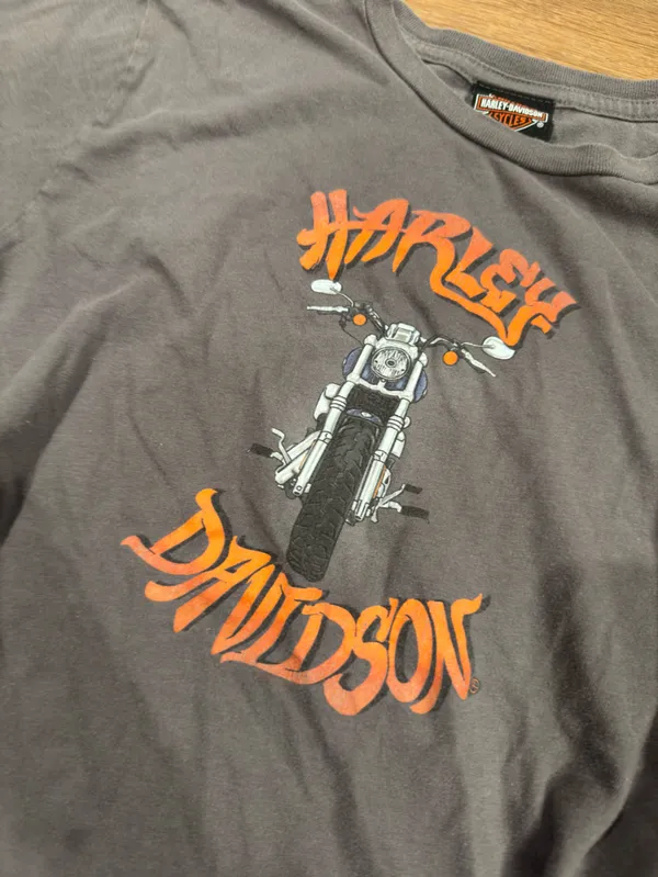 HARLEY DAVIDSON Vintage 2000s Y2k Gray Graphic Moto Biker Tee | Size Medium - Image 3