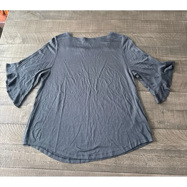 Loft Women's Gray 1/4 sleeve‎ Blouse Size XL - Image 7