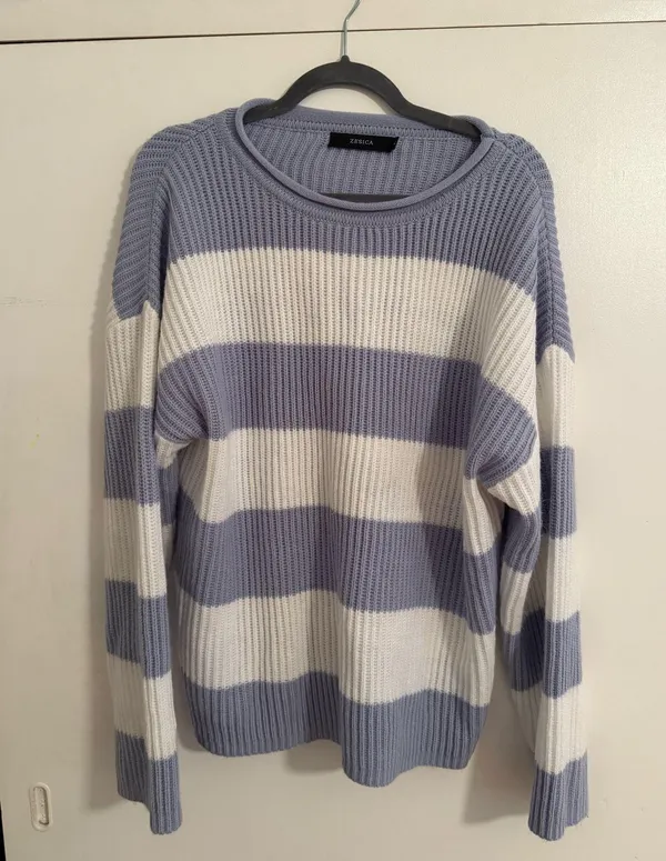 Amazon Long sleeve crew neck striped color block loose oversized - Image 2