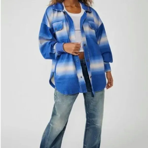 NEW Free People Printed Ruby Jacket / Deep Sea Combo Oversized‎ Shacket - Image 2