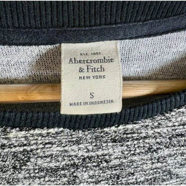 Abercrombie & Fitch White Black Knit Zip Up Pullover Crew Neck Sweater Size S - Image 4