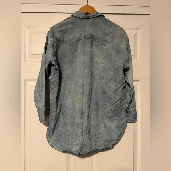 J. Crew JCrew Reimagined Western Button Down Chambray‎ Blue Long Sleeve Pearl - Image 3