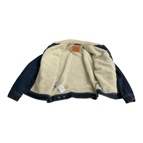 Levis Sherpa Lined Dark Wash Womens Denim Jacket Size Medium - Image 7