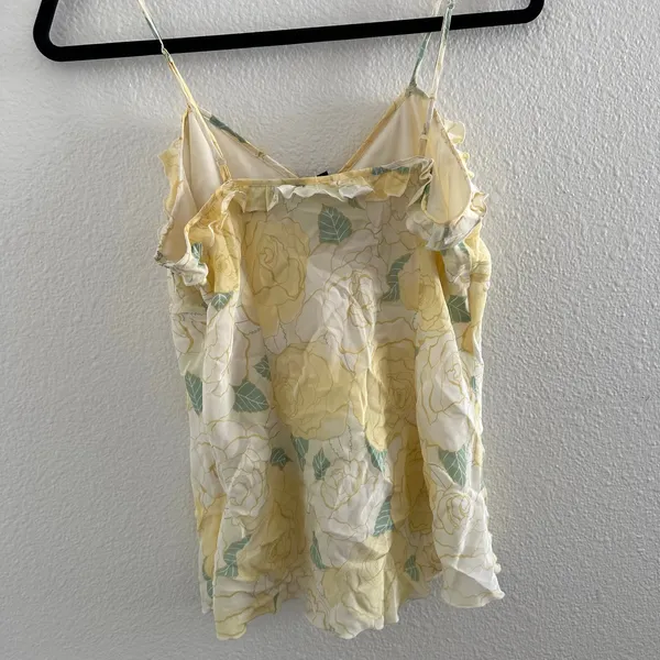 NWT Y2K Kenzie silk yellow rose ruffle cami tank top - Image 7