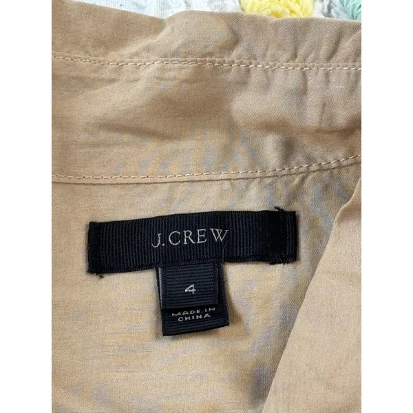 J Crew Tan Utility Button Front Shirt Long Sleeve 100% Cotton Size 4‎ - Image 9