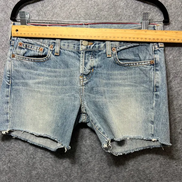 Vintage Abercrombie & Fitch Denim Shorts 4R Button Fly Made in USA Raw Hem Y2K‎ - Image 3