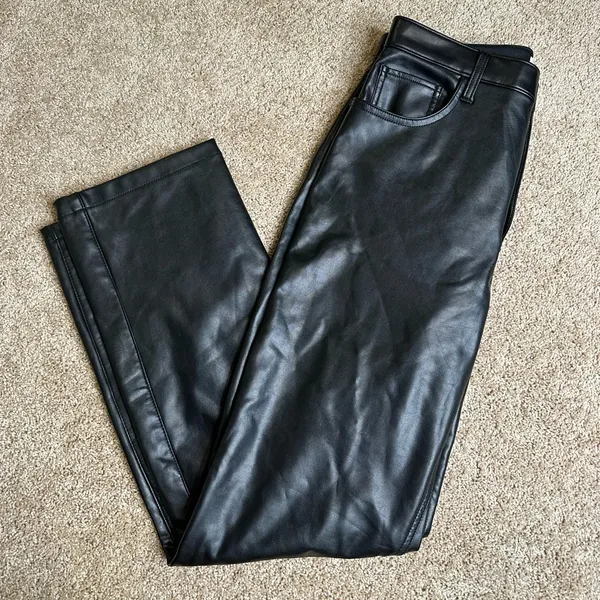 Abercrombie & Fitch The 90s Straight Ultra High Rise Black‎ Leather Pants - Image 3