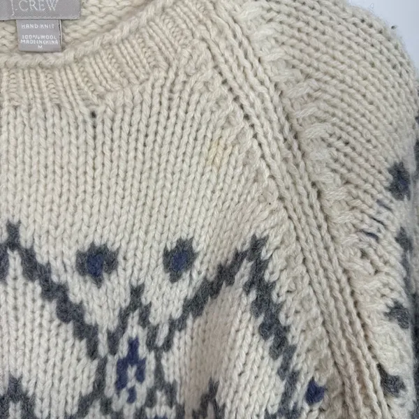 Vtg 90s J. Crew 100% Wool Fair‎ Isle Knit Sweater sz medium classic vintage READ - Image 3