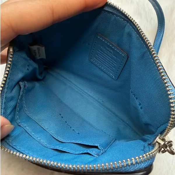 Coach Blue Corner Zipper Black Wristlet - Image 4