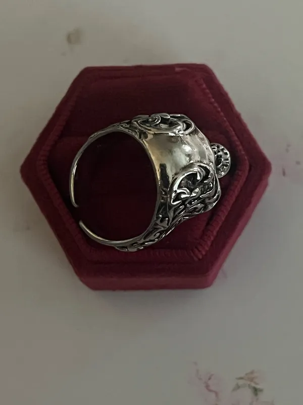 Vintage Design Stainless Steel Antique Look Skull Ring Adjustable Size 9-15 - Image 2
