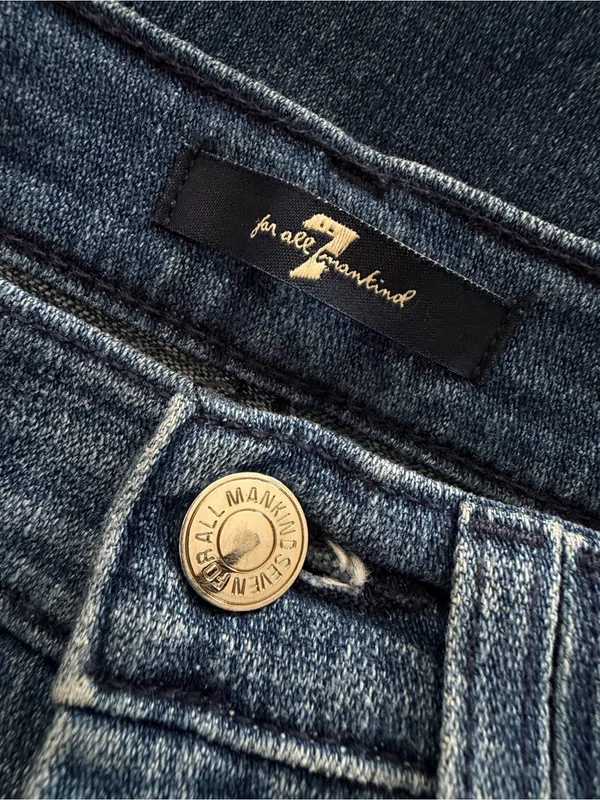 7 for all Mankind Wide Leg Crop Raw Hem Jeans Size 26 - Image 4