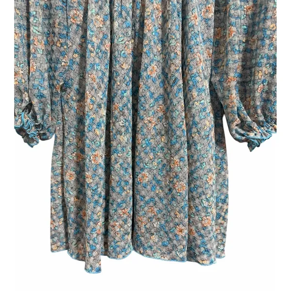 Free People Astra Peasant Top Blue Daisy Floral‎ Print Women's Size Medium - Image 6
