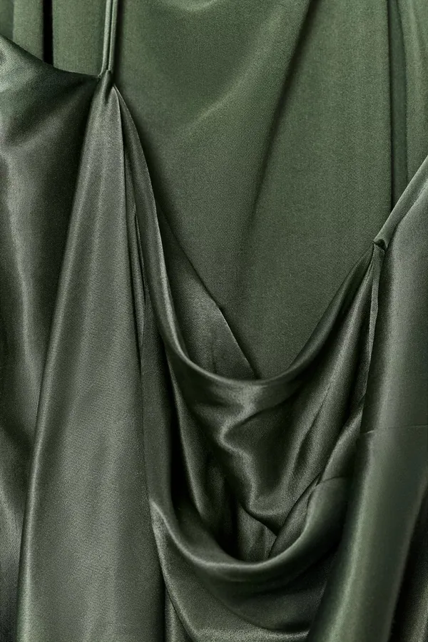 Zara Elegant Green One-Shoulder asymmetric maxi Dress evening party - Image 7
