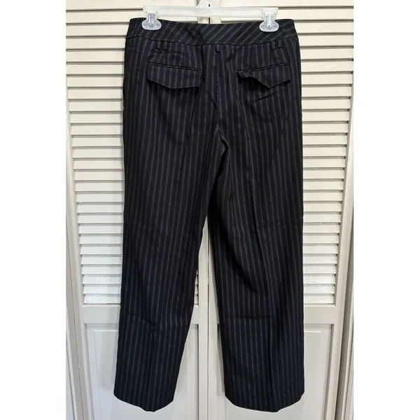 Loft By Ann Taylor Black/Blue Striped Dress Pants‎ Mid Rise Zip Size 30x29 - Image 2