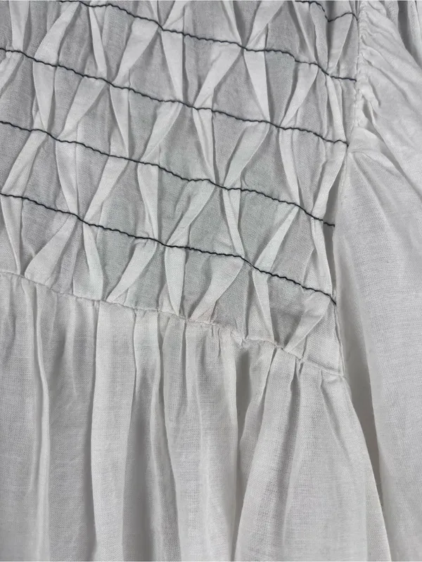 By Anthropologie Long-Sleeve Airy Babydoll Blouse white black size large - Image 4