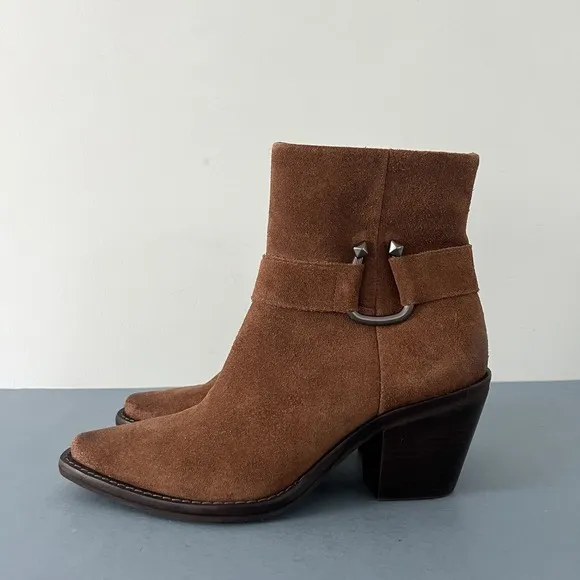 Antonio Melani‎ Tabbie Oiled Suede Pecan Pie Brown Western Buckle Boots - Image 4
