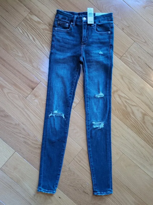 American Eagle Luxe Stretch Hi-Rise Jegging Womens 00 (24x30) Blue Denim Jeans - Image 2