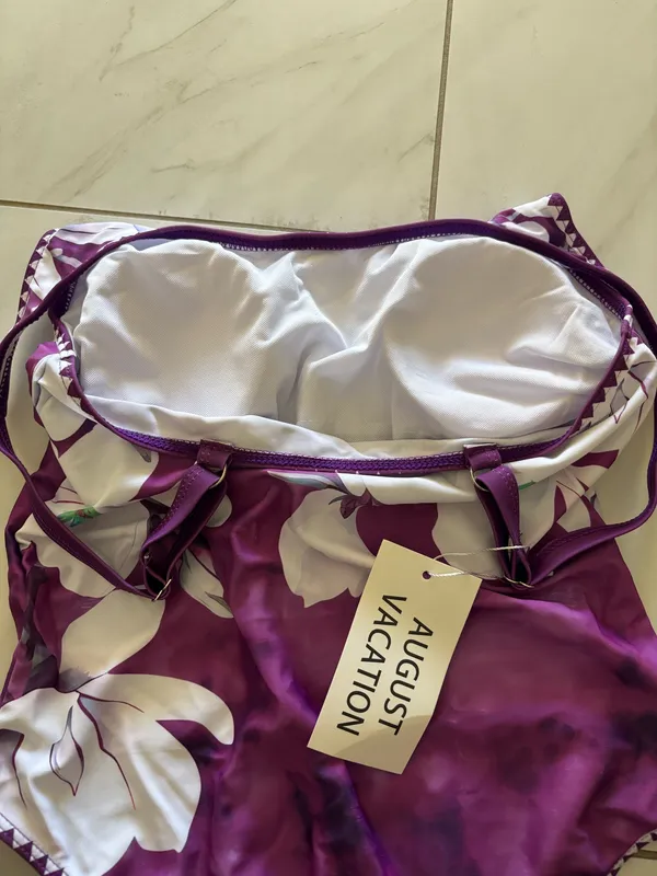 Floral Swimsuit Purple Size M - Image 3