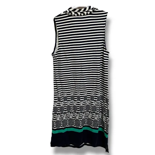 Crown & Ivy Navy Blue White Stripe Cayo Coco‎ Pineapple Sleeveless Dress S - Image 3