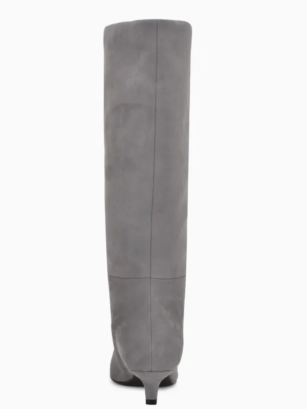 Nine West Gray Willa Kitten Heel Boots Suede Pointed-Toe Knee Boots Size 8 NEW - Image 4