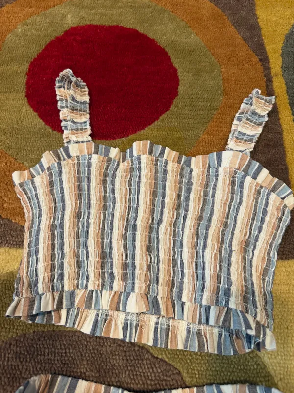 Altar’d State Stripe Two Piece Matching Set Crop Top Skirt Size Small / Medium - Image 3