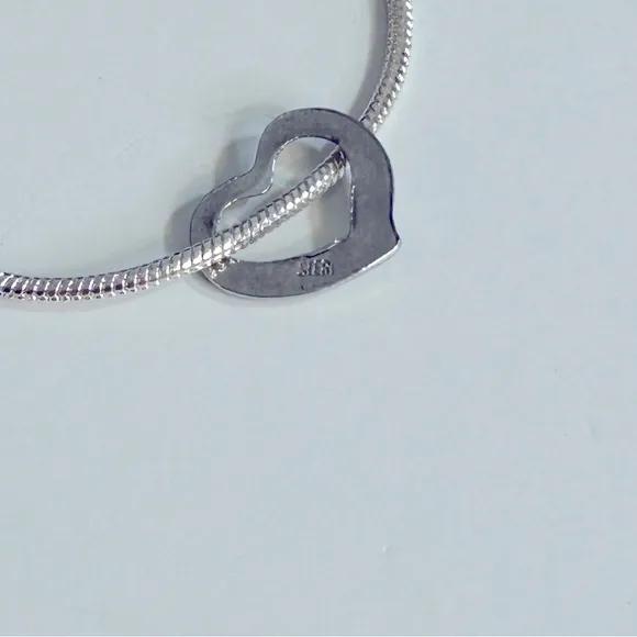 Elegant‎ Sterling Silver 925 Heart Necklace and Charm - Image 4
