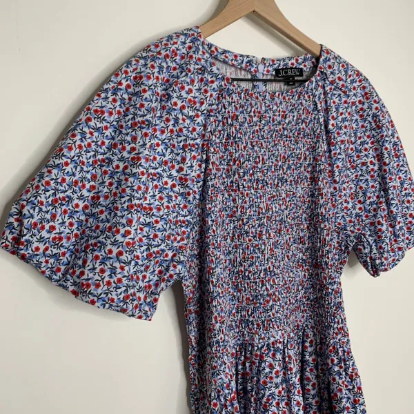 J. Crew Meadow Floral Smocked Midi Dress Cottagecore Prairie Modest Womens XL - Image 10