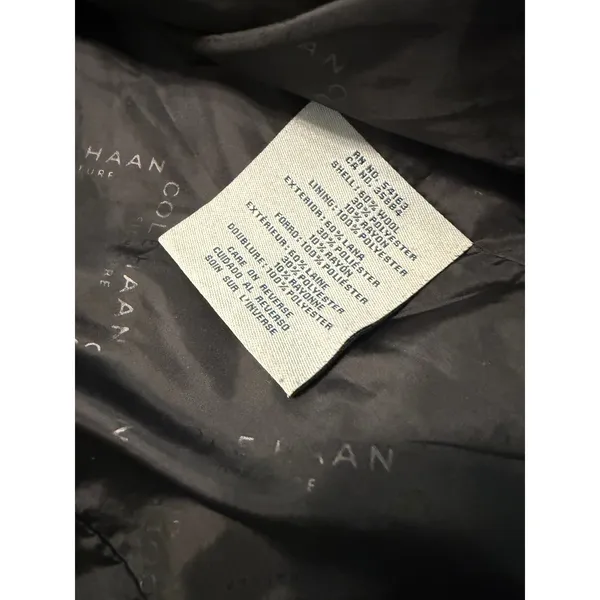 Cole Haan Signature Black Wool Blend Wing‎ Collar Hidden Button Coat Womens 12 - Image 6