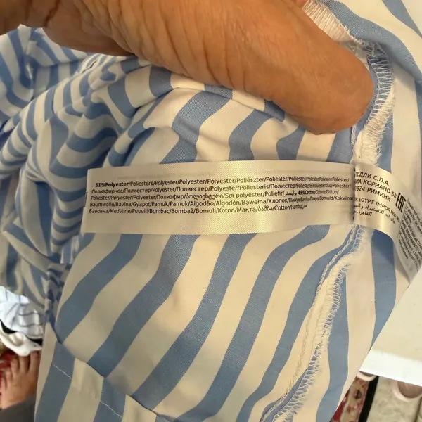 Blue White Striped Sleeveless Button Front Drawstring Midi Dress XL Coastal - Image 3