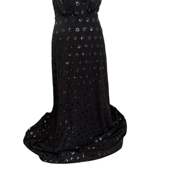 Milly NWT Black Sequin Halter Open Back Formal Gown Dress Size 6 - Image 4