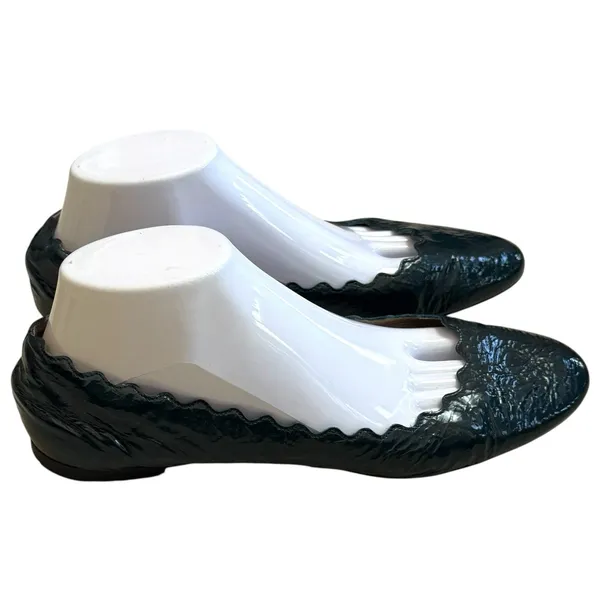Chloé Lauren Scalloped Ballet Flats Deep Teal Patent Leather‎ EU 40 US 9.5 - Image 7
