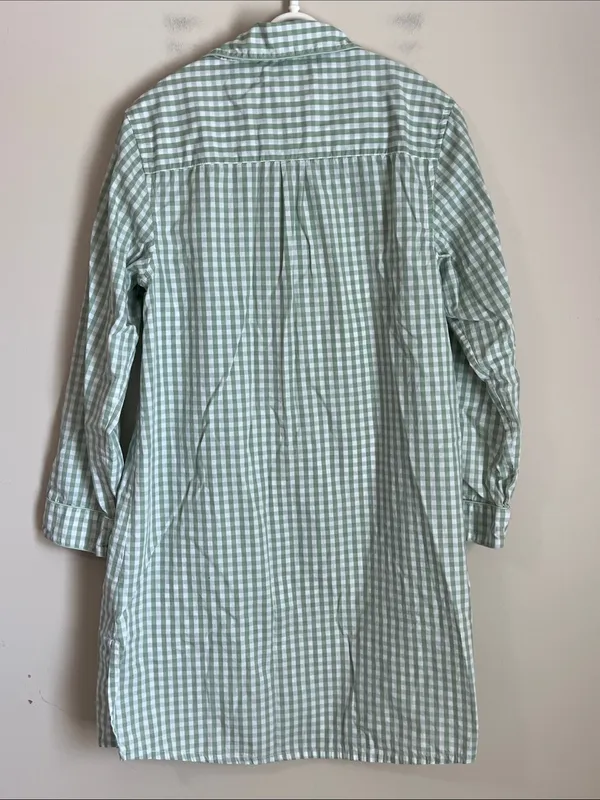 Lake Pajama Shirt Dress Gingham‎ Cotton Nightdress Womens XS - Image 3