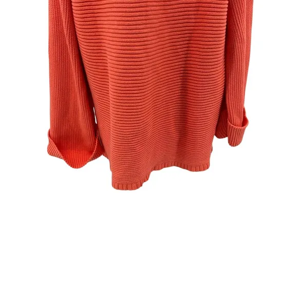 Free People La Brea Sweater V-Neck Ribbed Cuffed‎ Sleeve Coral Orange Size Large - Image 11