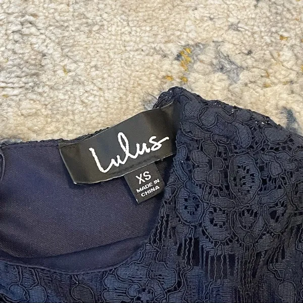 Lulu's Take Me to Brunch Navy Blue Lace Shift Dress Size Extra Small - Image 6