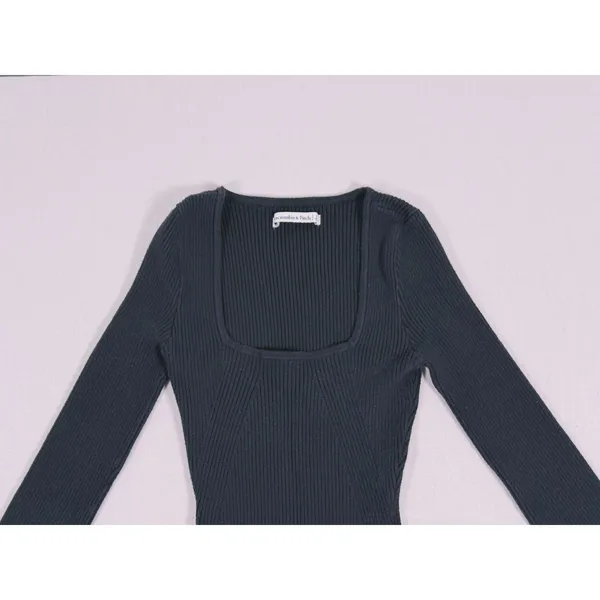 Abercrombie & Fitch Ribbed Square Neck Bodysuit Size XS Black Minimalist Preppy - Image 5
