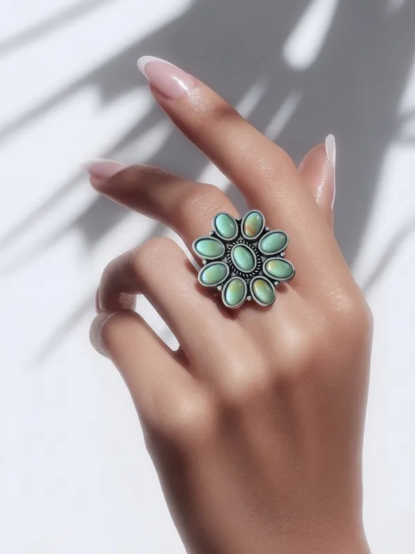 Women’s Gorgeous Vintage Design Stainless Steel Flower Design Ring - Size 7 - Image 2