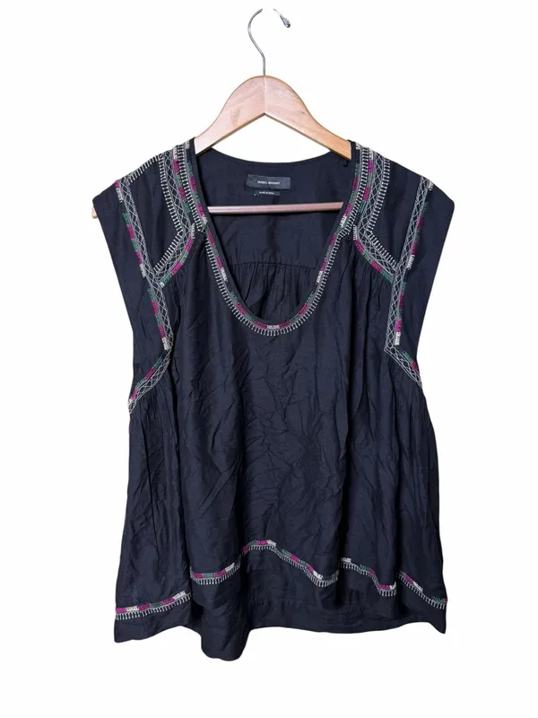 Isabel Marant Curtis Cropped Silk-Bourette Top Size 42/ US Extra Large - Image 3