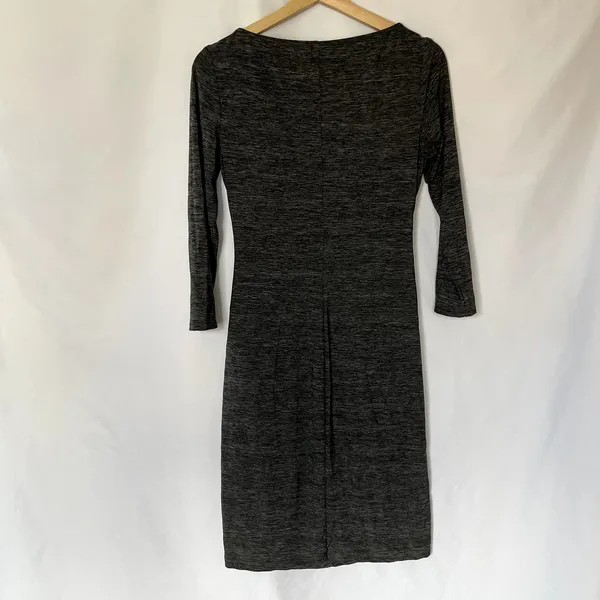 Lauren Ralph Lauren gray long sleeved ruched side‎ boat neck dress women's 6 - Image 6