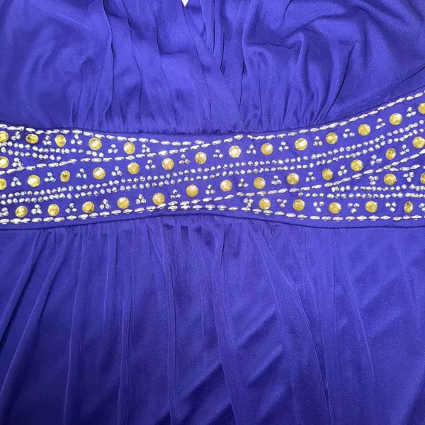 ONYX NITE Roral Blue Embellished Maxi Dress Made In‎ USA - Sz 18W - Image 5