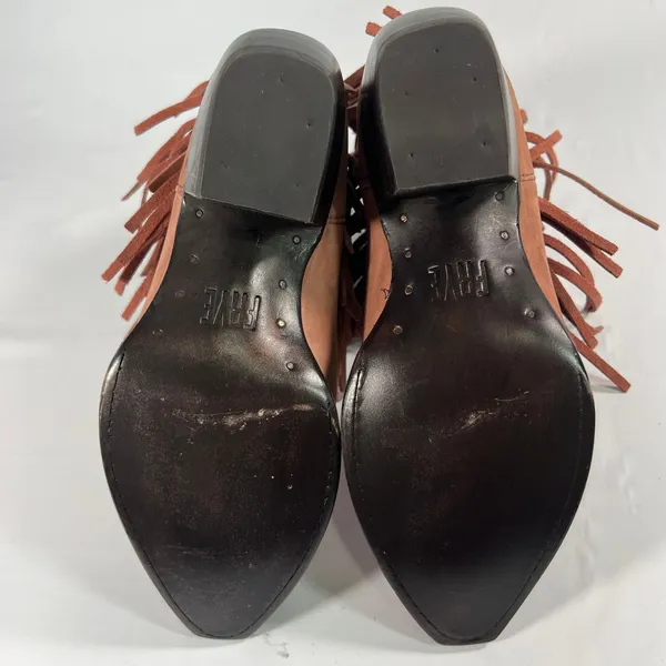 Frye Women's Sacha Short‎ Fringe Nubuck Leather Bootie in Rose Cake Size 6B Boho - Image 10