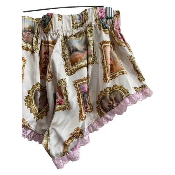 Sugar Thrillz Satin Print Lounge Shorts Coquette Lace Trim‎ Y2K Size S Cute - Image 6
