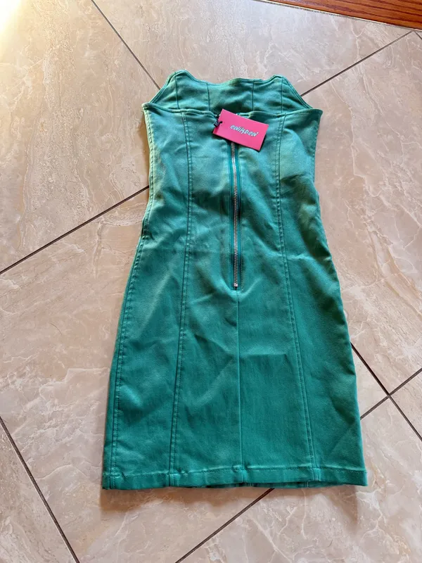 Strapless Mint Green Slim Fit Mini Dress - Image 3