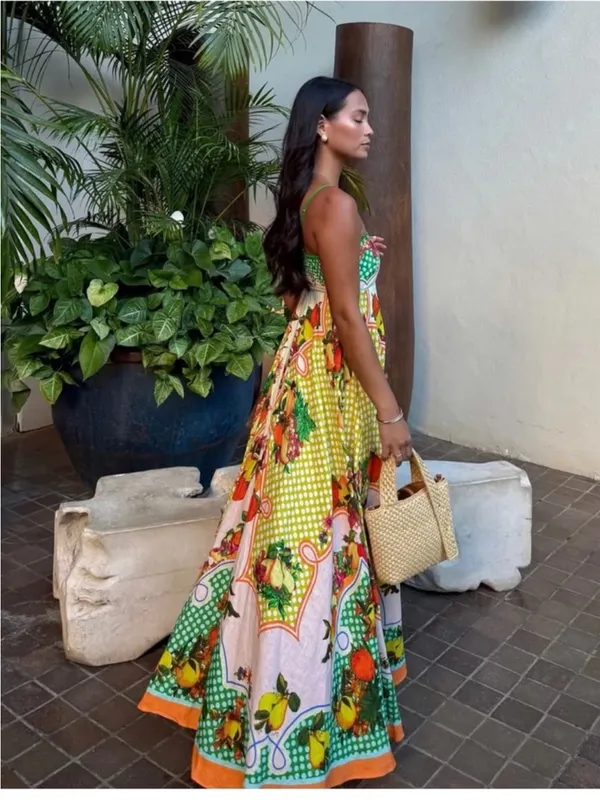 ALÉMAIS Lemonis Printed Linen Midi Dress AU8/US4 - Image 2