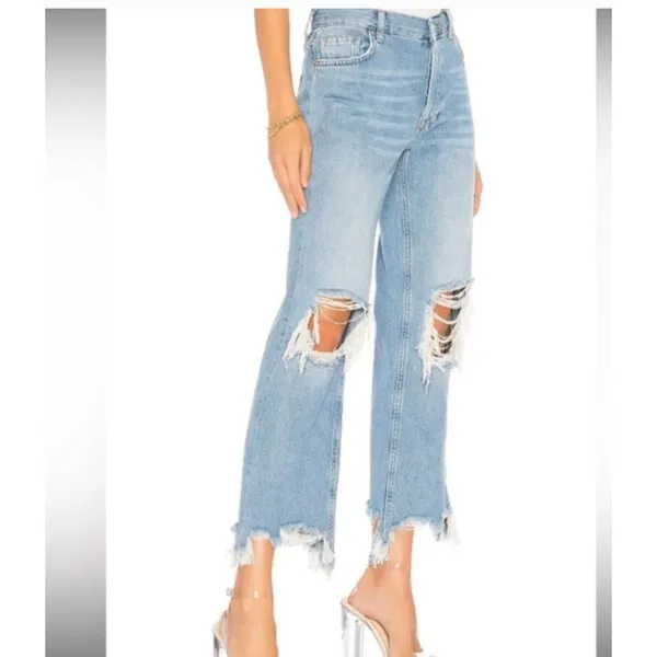 Free People We The Free Maggie mid rise straight crop distressed knee Jeans 25 - Image 13