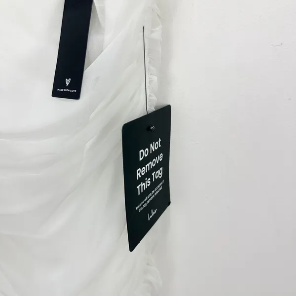 Lulus V.I.P. Treatment White Mesh Ruched Bodycon Midi Dress Cocktail Small NWT - Image 8