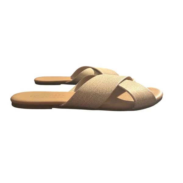 LC Lauren Conrad Azeret Natural Crisscross Slide Sandals Tan Neutral Womens 7 - Image 6