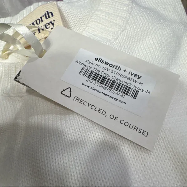 Ellsworth & Ivey Womens The Prep Crewneck Ivory Medium EIV-STPREPBSW NWT - Image 5